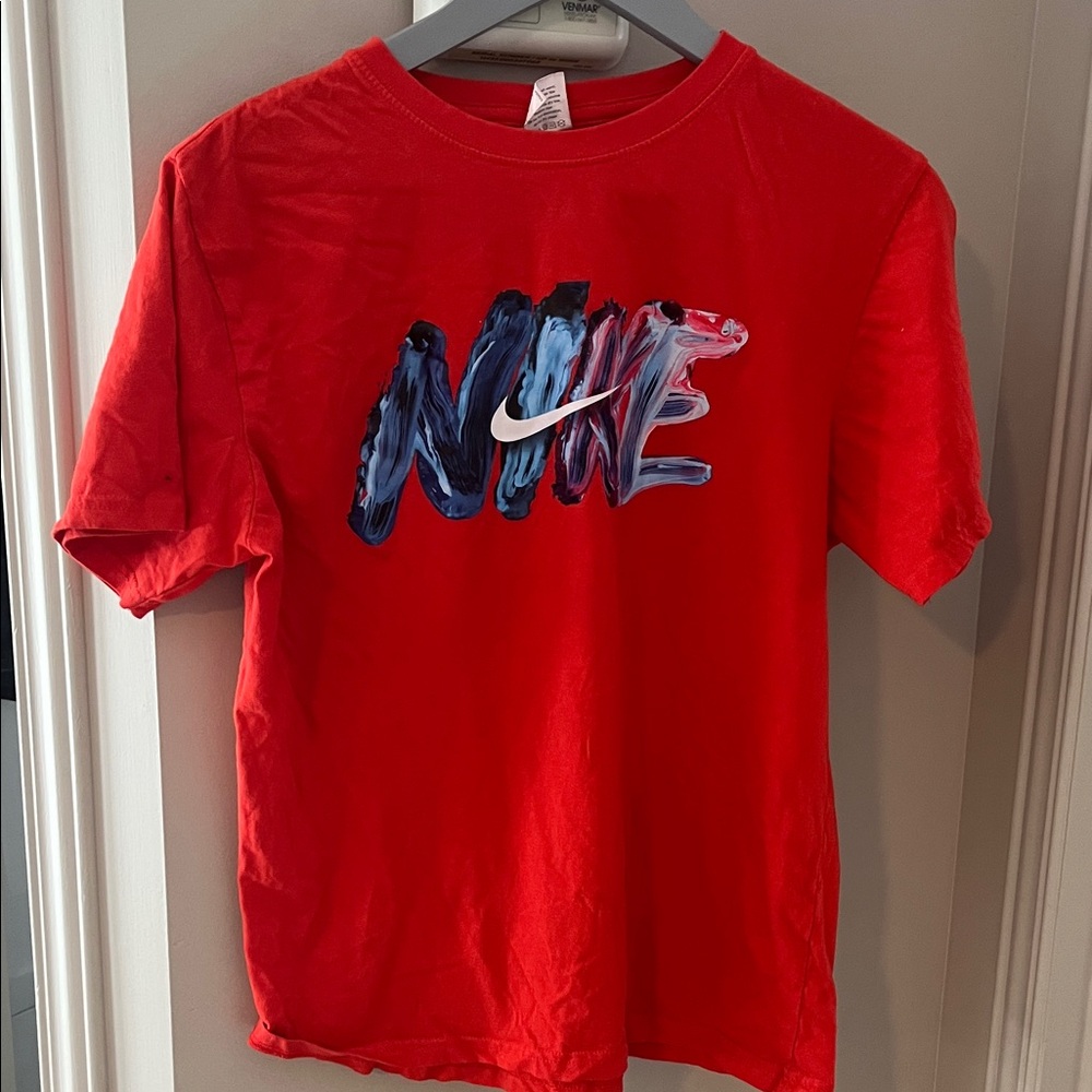 #40.Nike Kids Red and Blue Graphic Tee